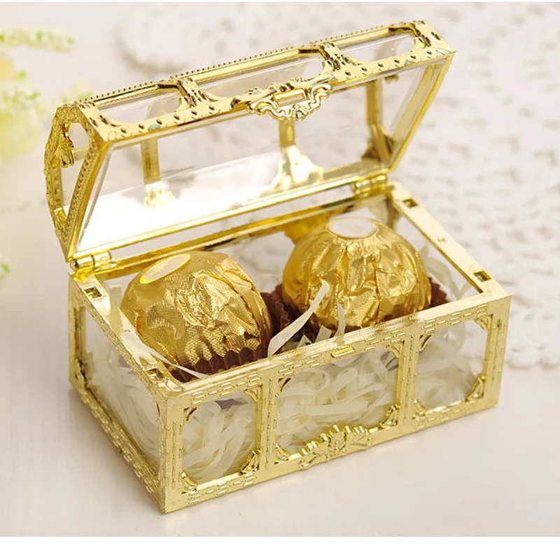 

New Design Plastic Gold Color Silver Color Treasure Chocolate Candy Box Boxes