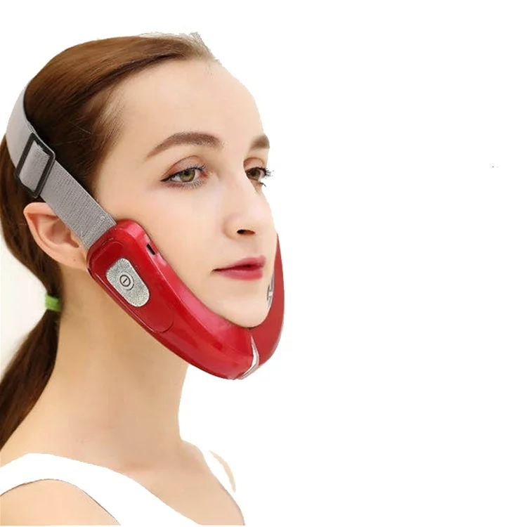 

new technology electric anti aging facial massage negative ion electric slimming facial massager v-face trainer, White,red