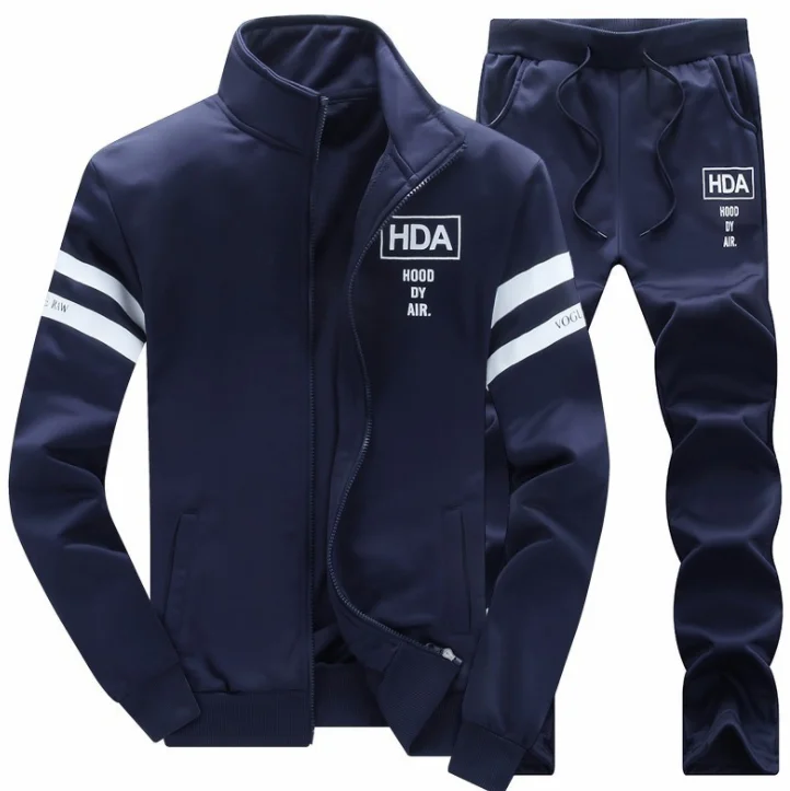 

custom tracksuit men design your own tracksuit sports polyester tracksuit men training jogging wear, Black,gray and blue