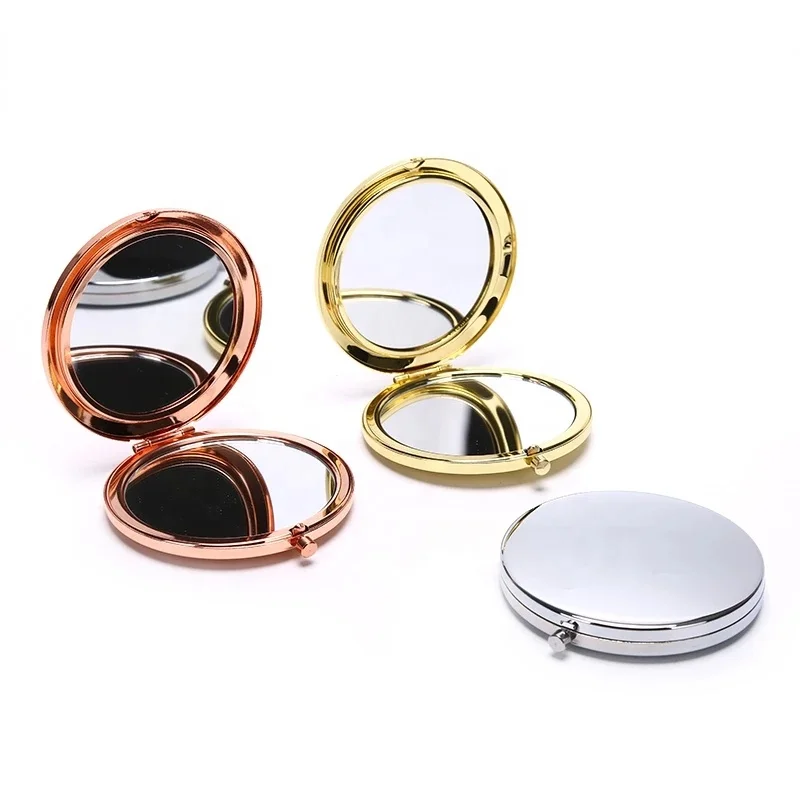 

High Quality Stainless Steel Gold Vanity Mirror Double Sided Rose Gold Pocket Makeup Mirror Personalized Gift, Silver,gold,rose gold