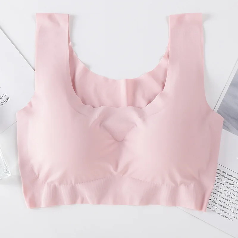 

3XL seamless sujetador mujer sin costuras Seamless Bra wireless V-neck sleep bra one-piece wirefreee backless bra, 5 color as pictures