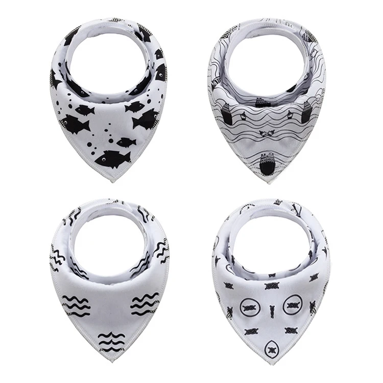 

100% organic cotton digital printing baby drool bandana bibs for kids