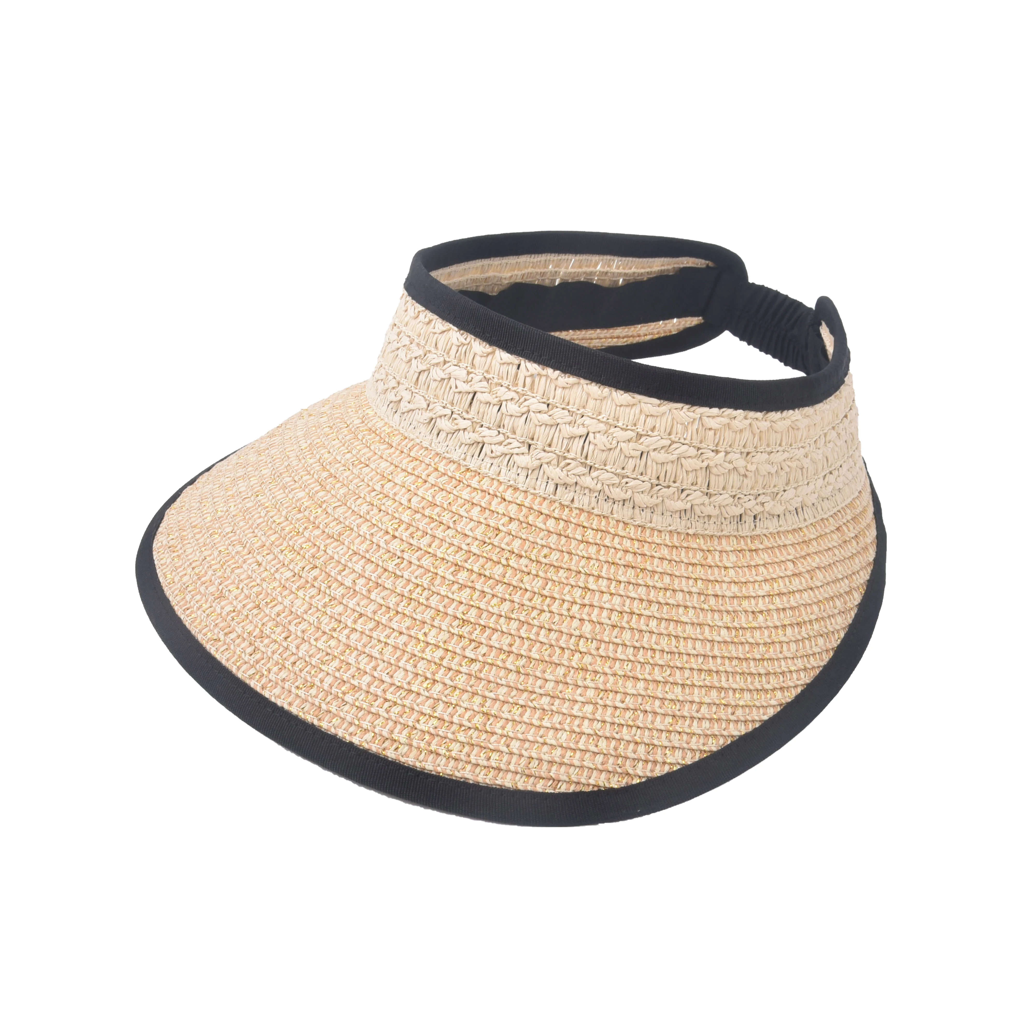 

Custom Summer Women Straw Sun Visor Hat Protection Wide Brim Beach Sun Visor Hat