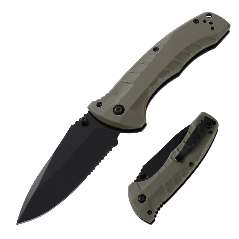 

980SBK Turr pocket knife axis manual folding knife titanium coated serrated blade nylon glass fiber handle outdoor knives