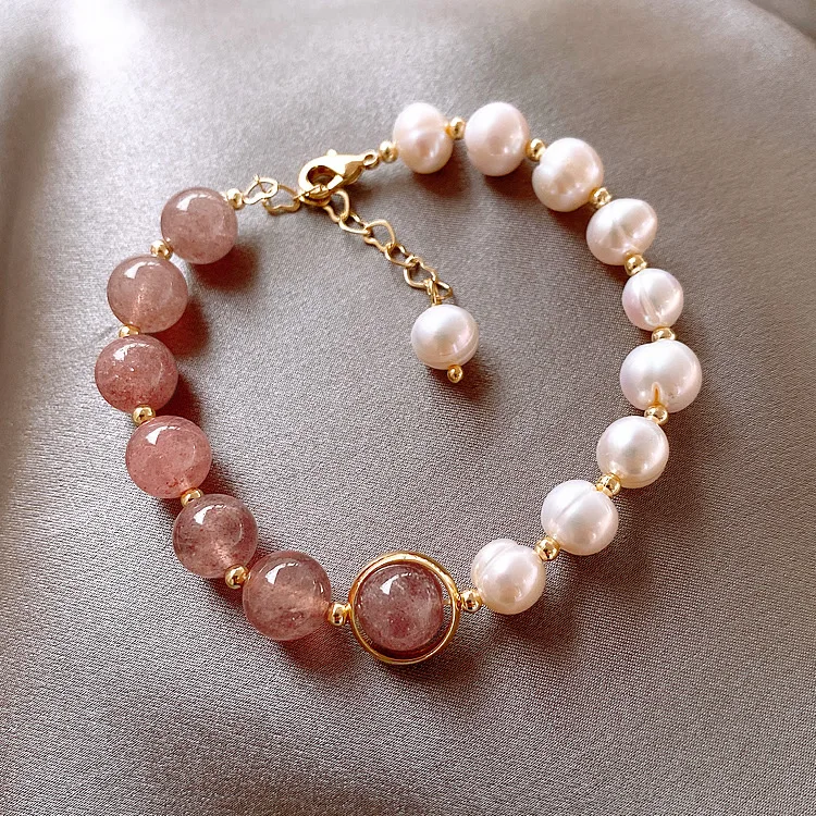 

14k real gold electroplating moonstone bracelet pearl girl fashion wild Baroque pearl bracelet personalized pearl bracelet