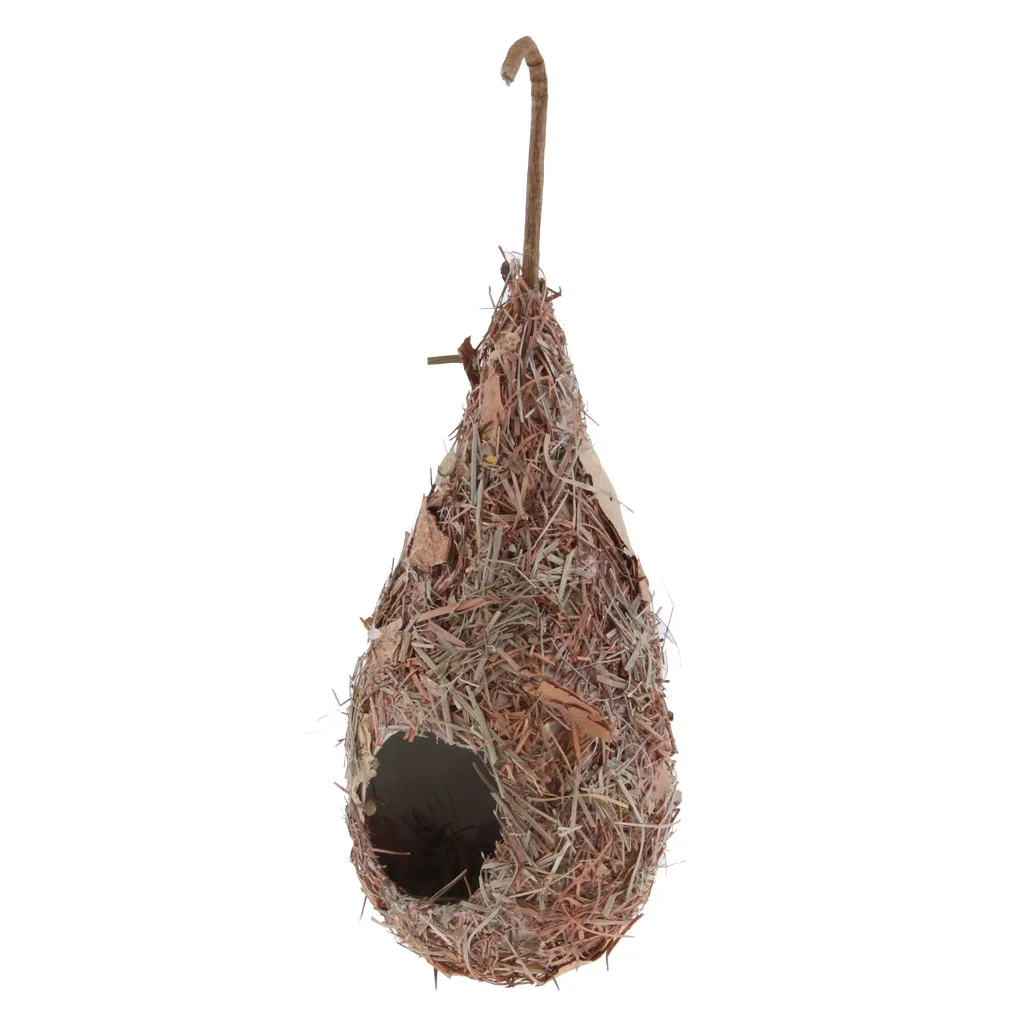 8x Natural Hanging Grass Nest Pet Bird House Hatch Rest Hut Garden Ornament 