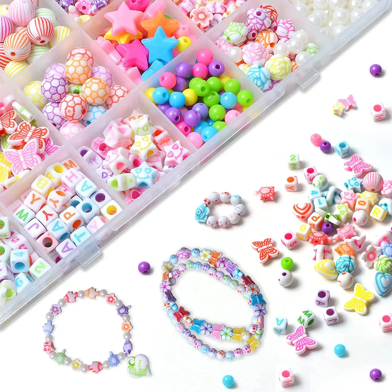 

Colorful mixed classical acrylic beads set for kids hairband making kit bracelet jewelry making kit kids with accessories