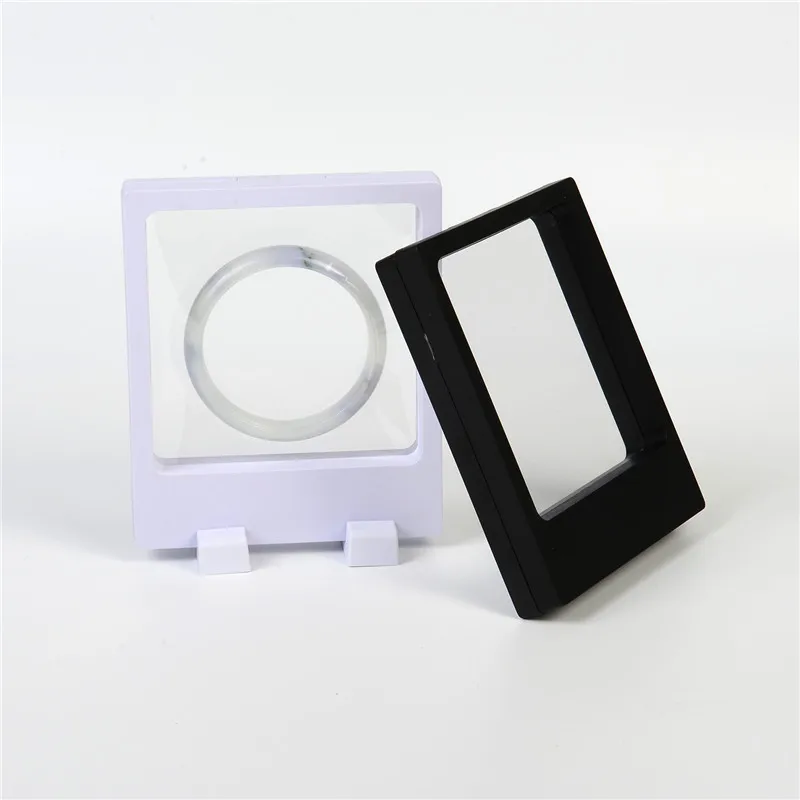 

Floating Photo Frame Shadow Box Packaging 11x13cm Custom Logo Jewelry Display Stand Ring Pendant Holder Stone Presentation Case, White/black