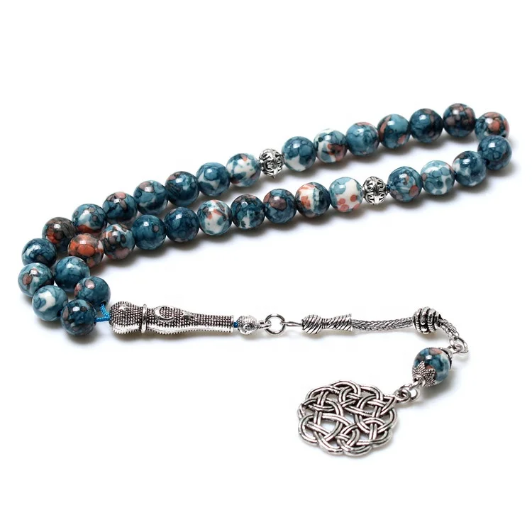 

2019 New Turkish 8MM Rain Stone Colored Blue Islamic Prayer Beads 33 Tasbih