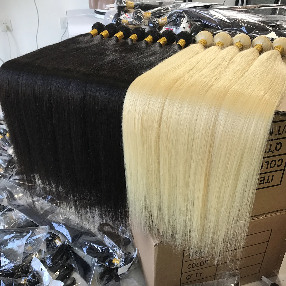 

Raw indian cuticle aligned virgin cheap 40 inch human bundle hair vendor, color hair, blonde 613 straight bundles with closure