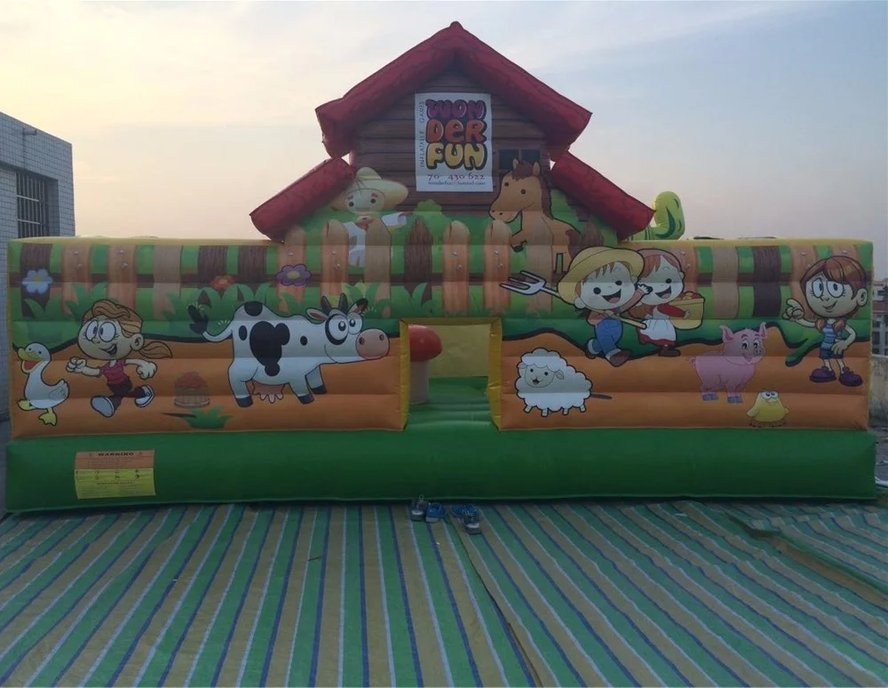 

Inflatable castle farm trampoline air jumping bouncer combo slide for kids, Multi-color, according to your request