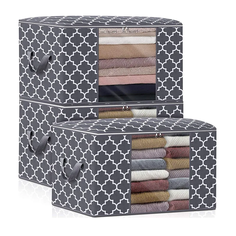 

Large capacity foldable clothes quilt storage box transparent window thickened non-woven storage bag, Picture