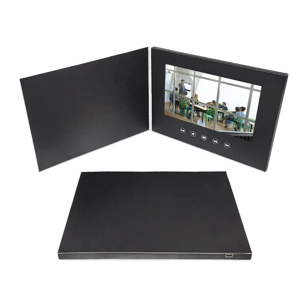 

best seller wholesale A5 black paper advertising player 7 inch video music photo book LCD booklet business video brochure card