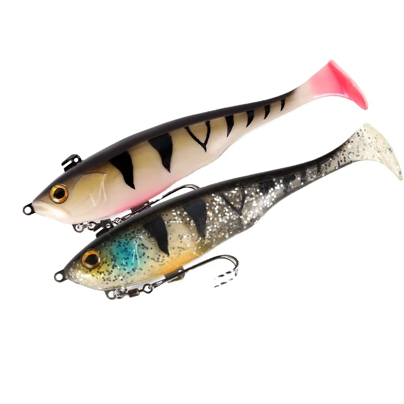

Kingdom 8803 fishing Integrated Bait silicone bass hooked leurre de pche black minnow soft fishing lure, 6 colors