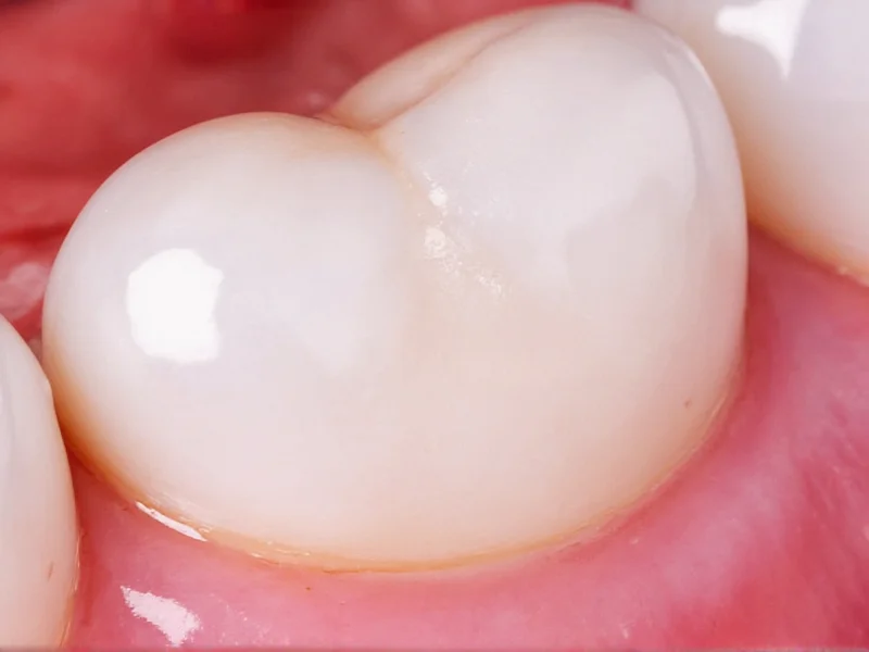 Close-up of healthy tooth enamel under microscope