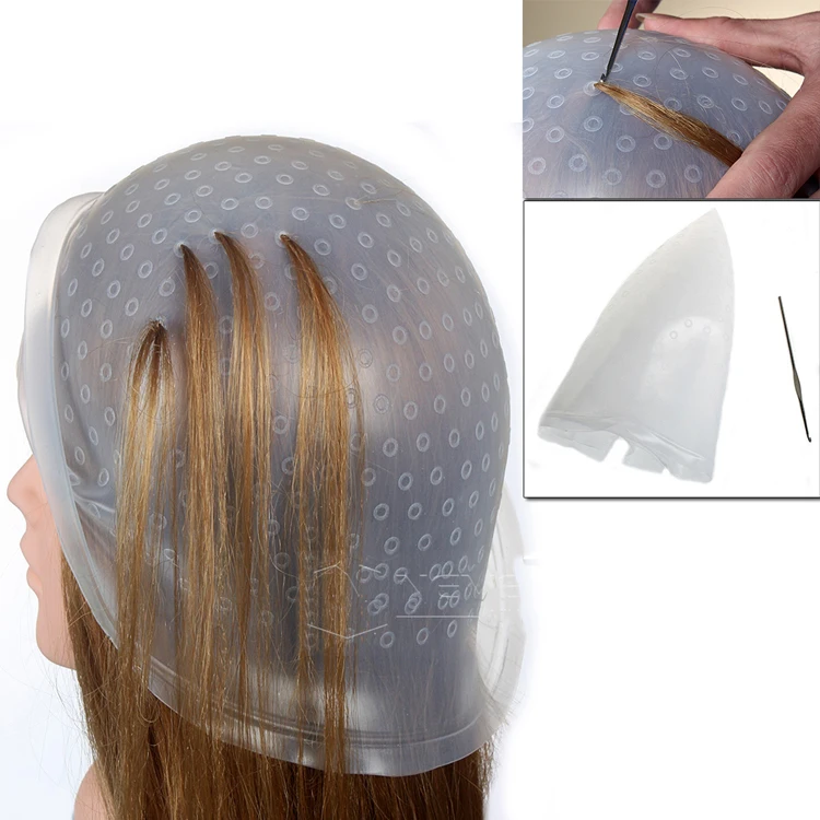 Diy And Hair Salon Reusable Silicone Hair Highlighting Dyeing Cap ...