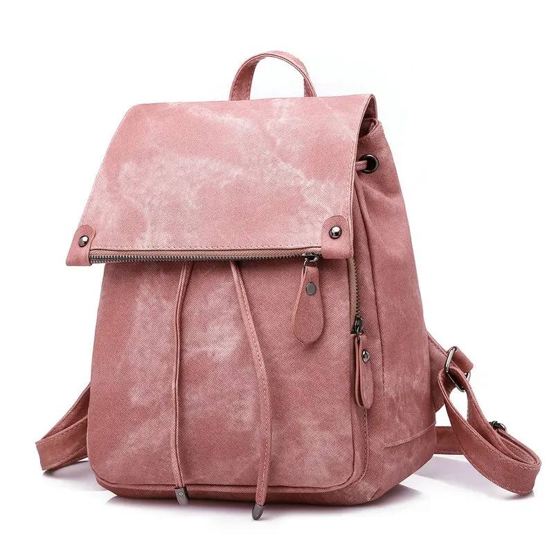 

Large capacity marble pattern waterproof pink travel daily women PU backpacks