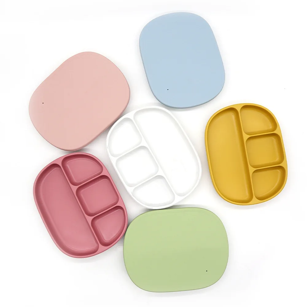 

superior quality silicon baby plates Suction Plate Divided for Toddler Baby, 12 colors and customized color