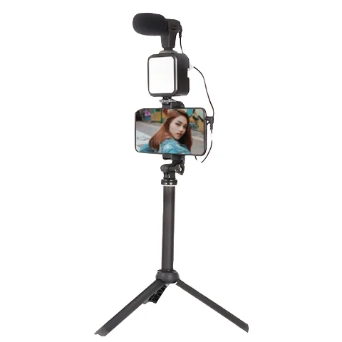 

Flexible Camera Shotgun Microphone with filling Light selfie wireless short vlog Video vlog tripod mobile vlogging kit