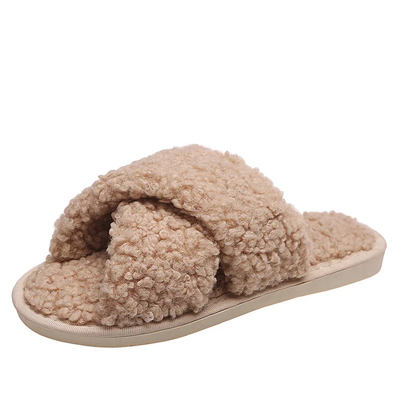 

New Designs Luxury Quality Home Slipper Female Casual Insoles Indoor Plush Lambs Wool Winter Footwear Women Fluff Slippers, As picture