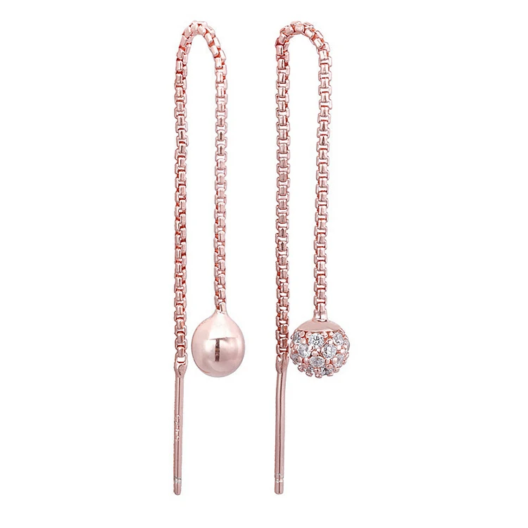 

Trendy elegant custom design pave bead dangle earrings rose gold