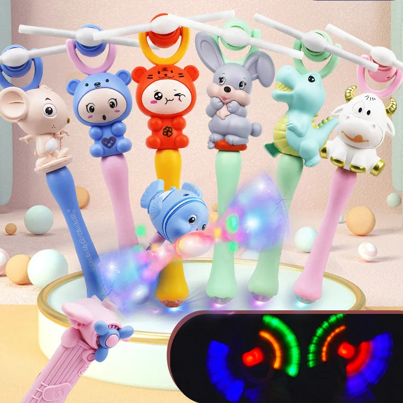 Cartoon Animal Light Up Music Spinning Windmill Flashing Light Up Toys Led Rainbow