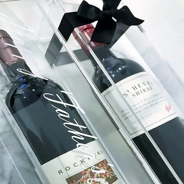 Clear Custom Acrylic Wine Bottle Display Box Wine Packaging Case Wine
