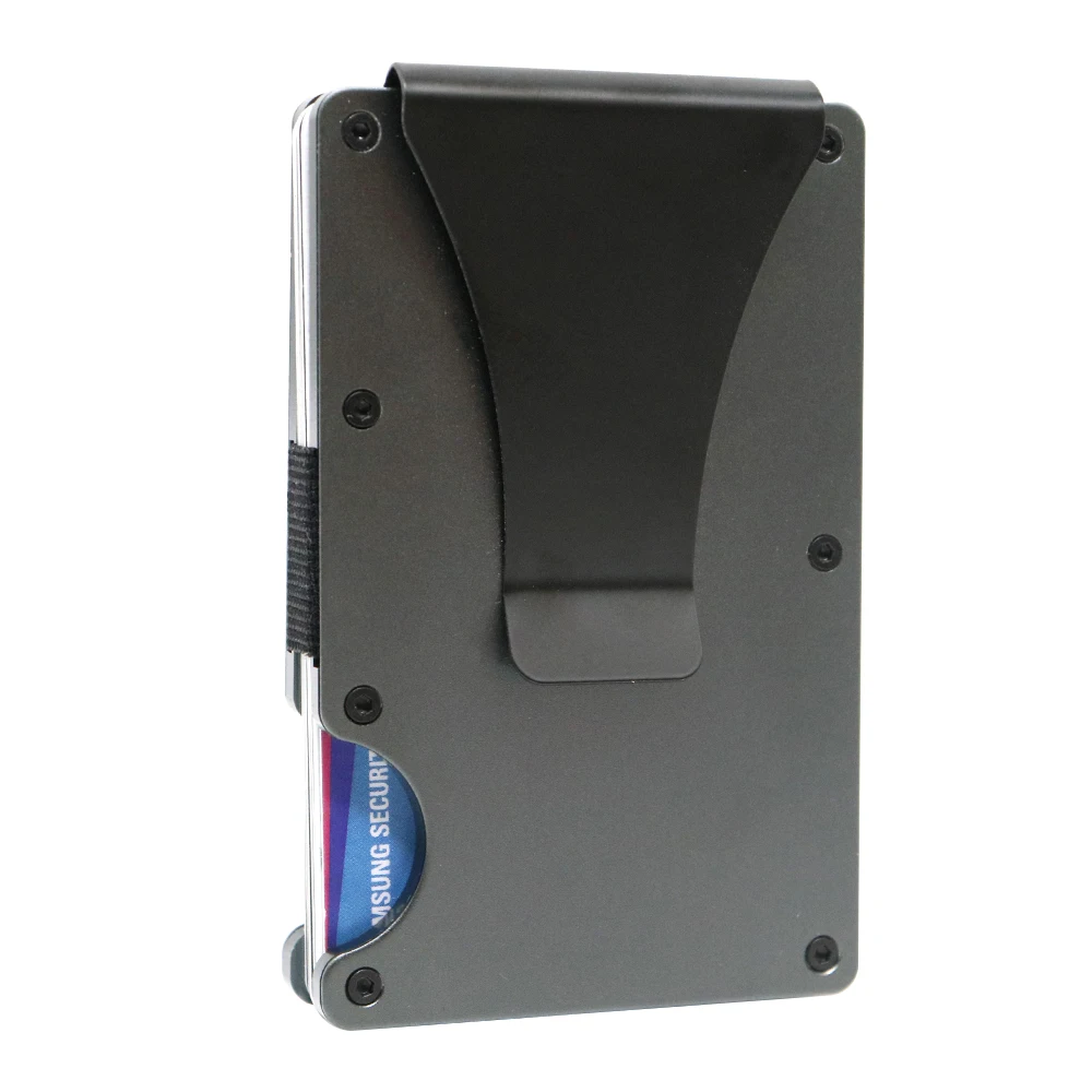 

2023 Portable RFID Blocking Minimalist Slim Aluminum Metal Credit Card Wallets for Men Women with Clip Engrave