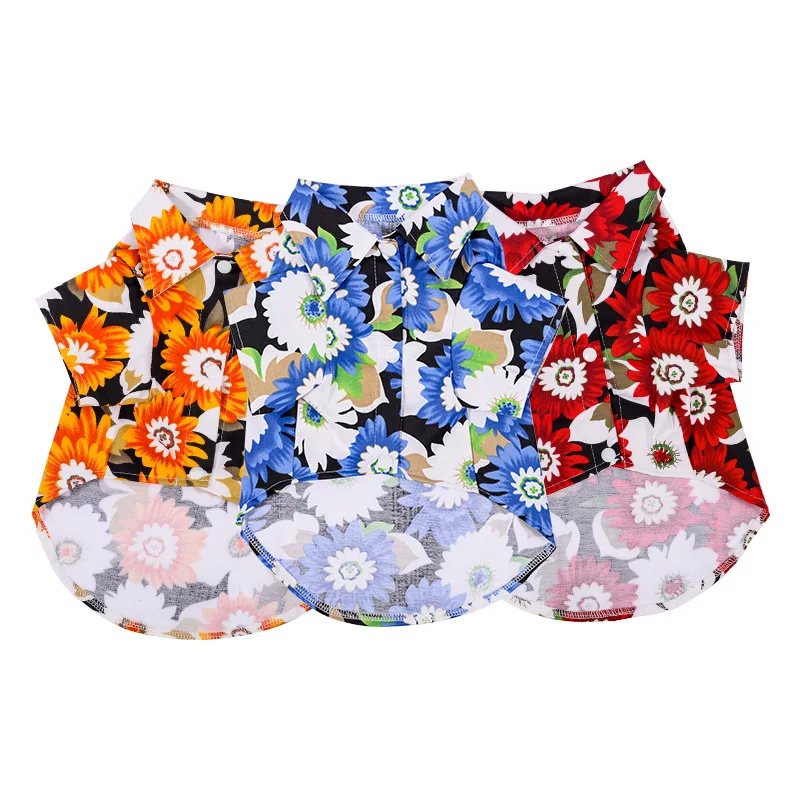 

Wholesale Hawaiian Style Cotton Thin Pet T-Shirt Summer Spring Printed Cats Dog Clothes Vest