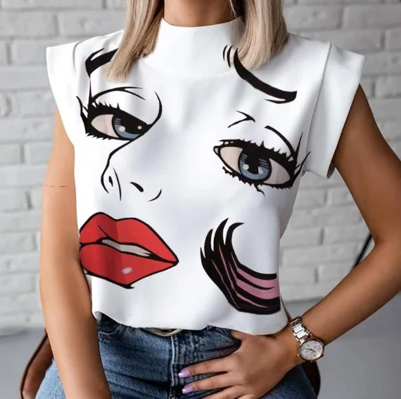 

2022 Women's Plus Size Tops Lip Print Ladies New Design T Shirt Women's T shirt