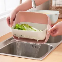

Household Kitchen Tools Double Layer Multi-function Sink Strainer Fruit Vegetable Washing Bowl Plastic Drain Basket