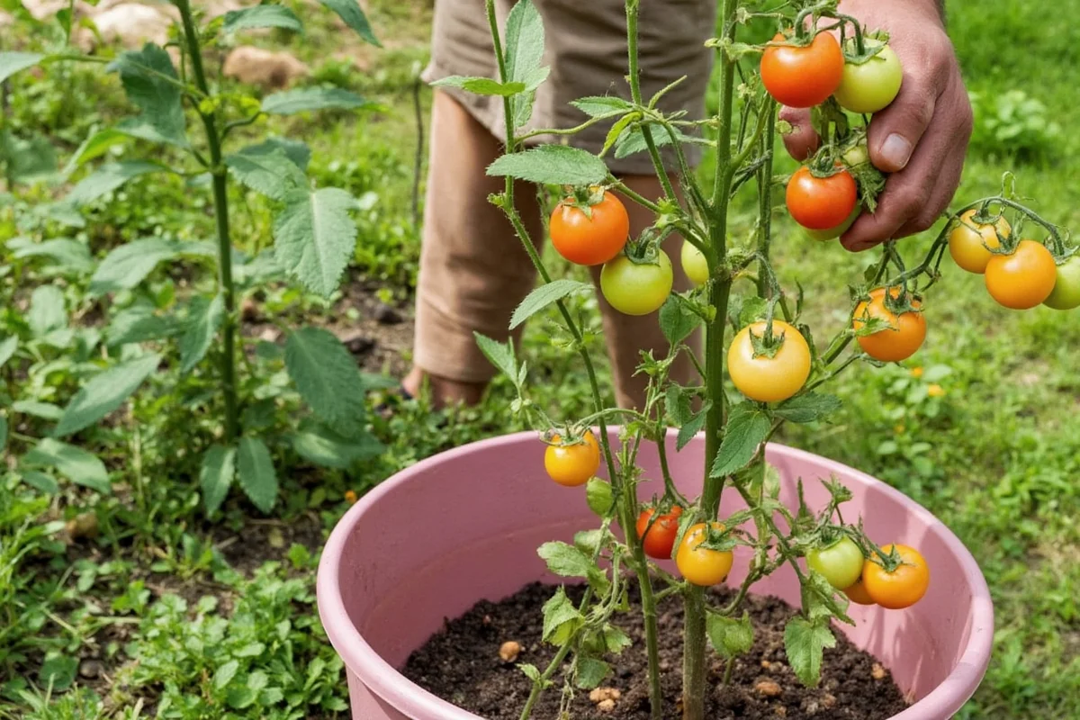 how to plant tomatoes in a bucket