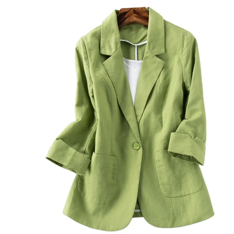 

B15007A fashion women linen autumn suits coat