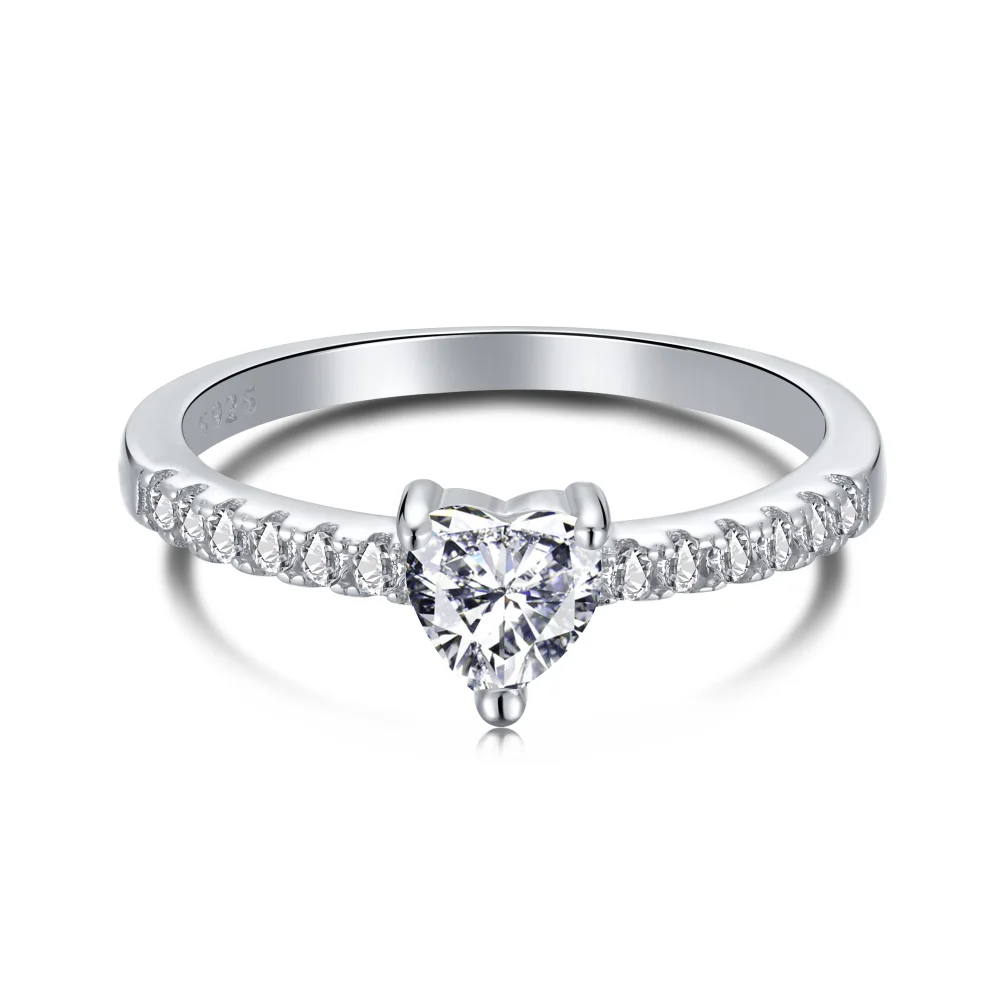 Dylam in Stock Fast Shipping Simplicity Minimalist 5A Level CZ Stone Wedding Rings Heart Love 925 Silver Sterling Rings Jewelry
