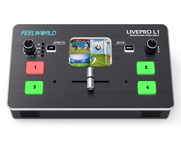 

FEELWORLD mini live stream video switcher with four HDMI input one hdmi output for PVW PSD PGM