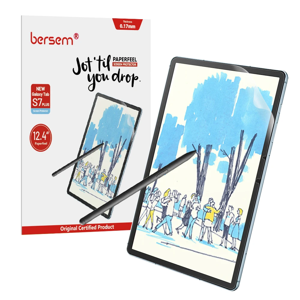 

Hot Selling BERSEM 0.17mm paperfeel screen protector galaxy tab s7 screen protector with retail package