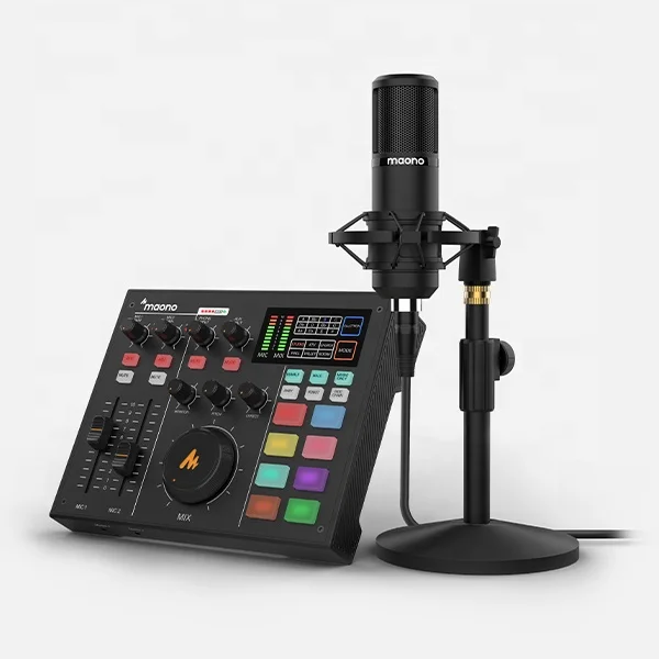 

MAONOCASTER AU-AM100 K1All-In-One Podcast Production Studio Interface with XLR Condenser Microphone For Live Streaming