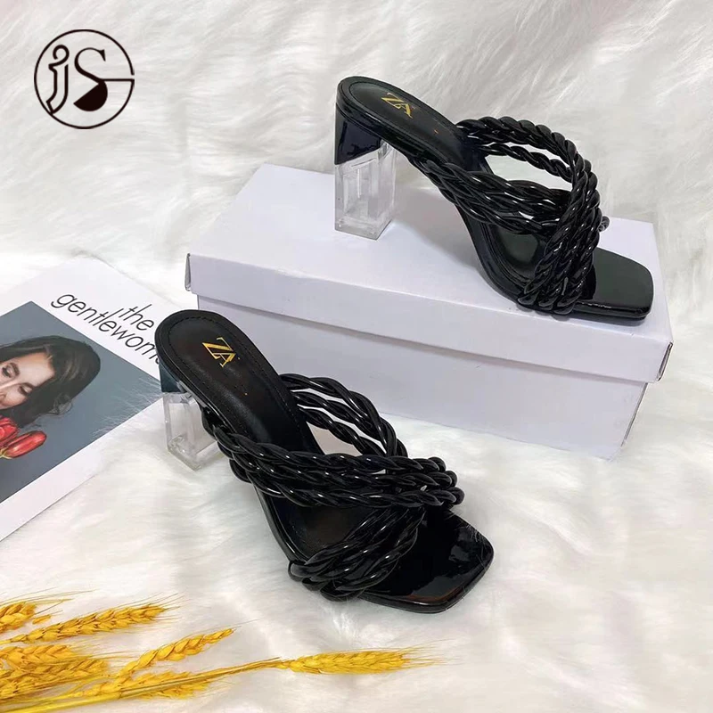 

Fashion Twist women's high-heeled shoes crystal heel decorative sandals square toe style sandals, Requirement