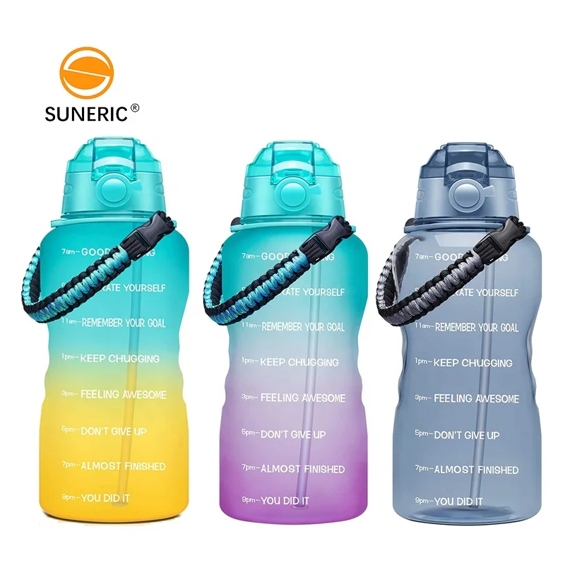 

Custom BPA Free Sports Drinking Time Marker Tritan Motivational Water Bottle Gallon Water Bottle With Straw, As picture