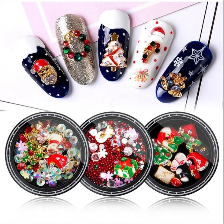 

nail decoration alloy metal rhinestone 3D christmas nail art decoration, Colorful
