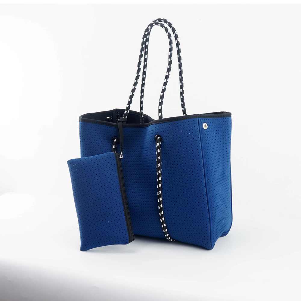 

2021 Top selling fashion perforated Soft material neoprene lady tote handbag bags for women, Various colors are available
