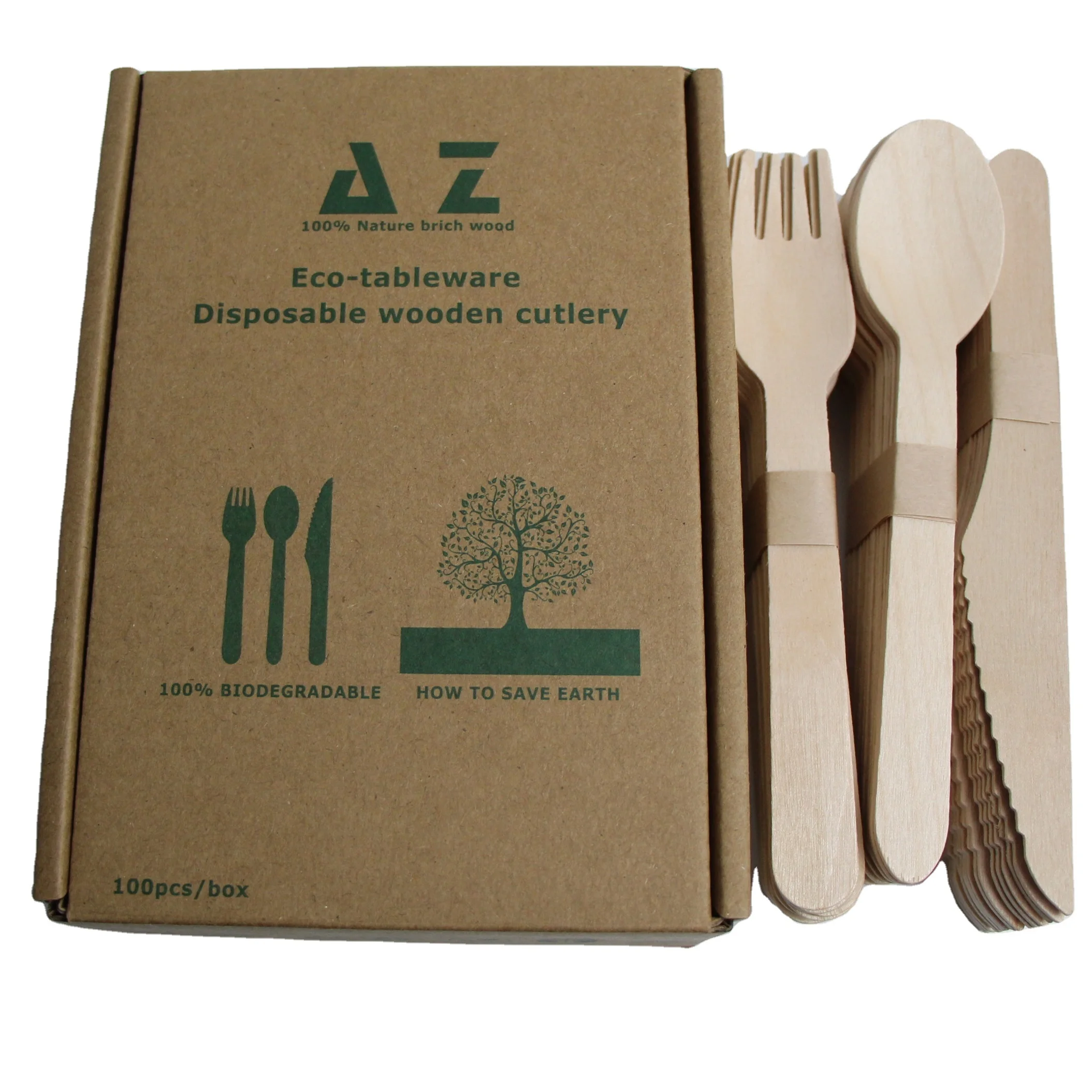 

Disposable Dinnerware for Restaurant Wooden Cutlery Set Eco Friendly Fruit Bamboo Shanghai Customized Western FSC a Grade AZ