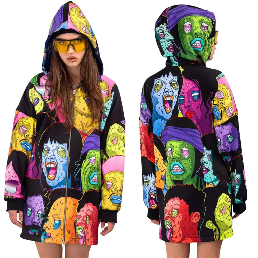 

YD-LS6380 2020 winter ladies casual street cool windbreaker cartoon jacket trench coats for winter women