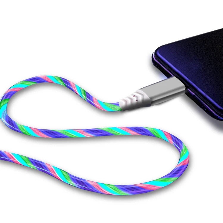 

Flowing Lighting Fast Charging Cable Mobile Phone Micro USB Data Cable for Samsung S7 Huawei Android smartphones, Pink / blue / red / green