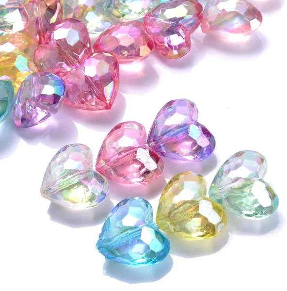 

Mix Bling Large Heart Crystal Acrylic Heart Loose Spacer AB Beads For Jewelri Making Necklace Pendant Brcele