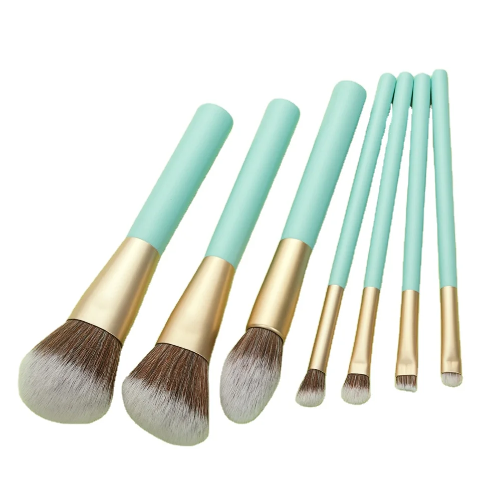 

7 Pieces/set Wooden Handle Makeup Brushes Set Eyeshadow Brush Artificial Fiber Wool Wholesale Make Up Kit