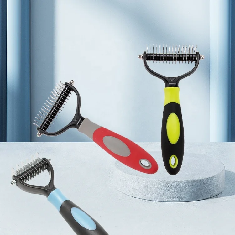 

Factory Pet Beauty Tools Bath Product Cat Dog Cleaning Pet Comb Stainless Steel Double Side Pet Hair Massage Brush, Three