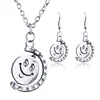 SAF alloy new ins popular fashion couple friend 360 degree rotating Smile face necklace and earring sets