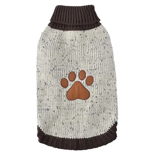 

New Arrival Footprints Pattern High Collar Teddy Samoyeds Knitted Luxury Dog Sweater, Black,red,blue