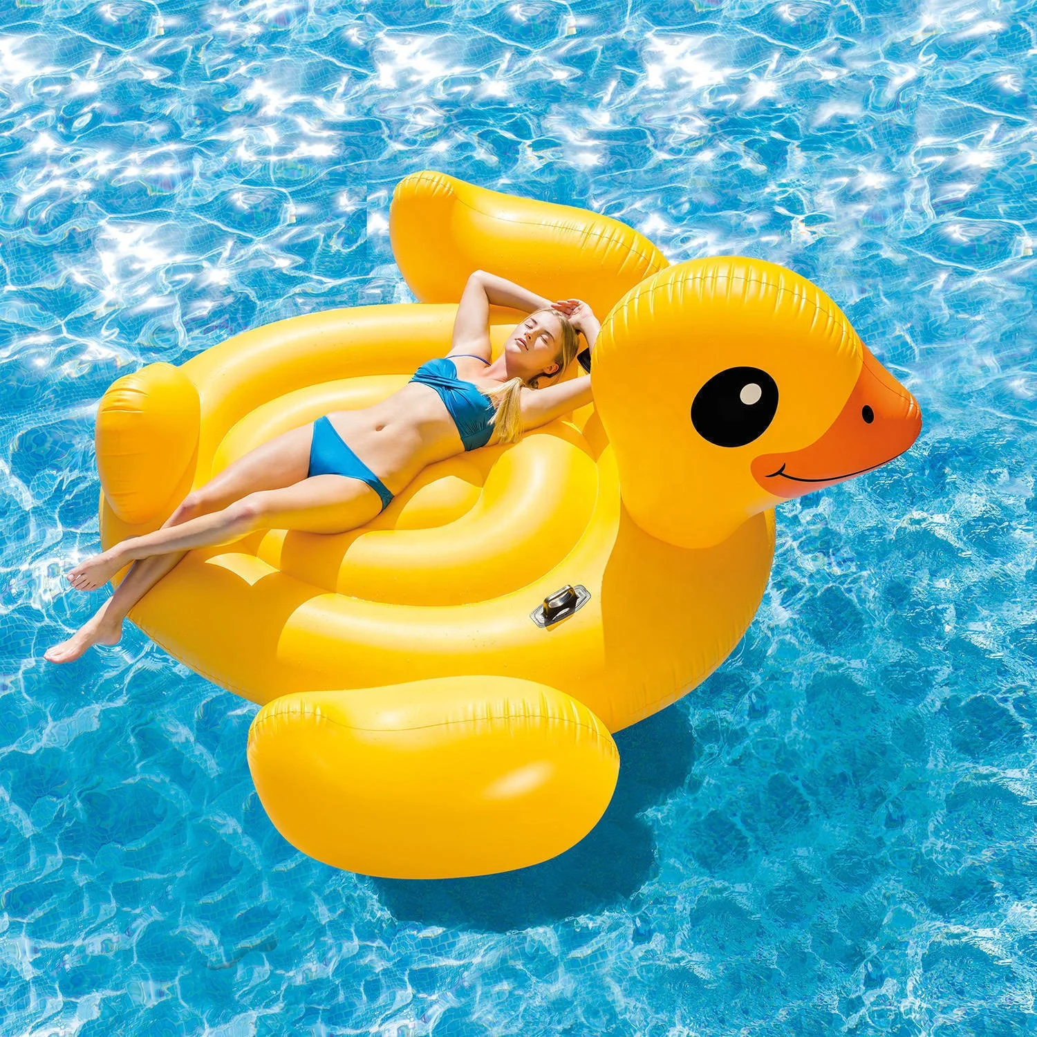 

INTEX 56286 Mega Inflatable Yellow Duck Island Beach Pool Float Toy for Adults and Kids, As photo